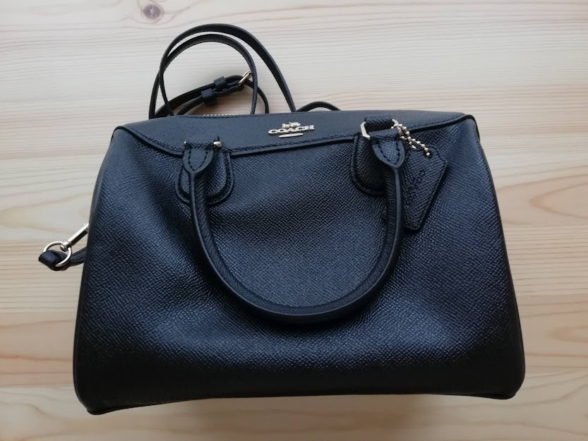 送料込♪SALE！COACH 牛革ショルダーバッグ CRSGR MINI BNT STCHL ブラック クロスグレインレザー_画像8