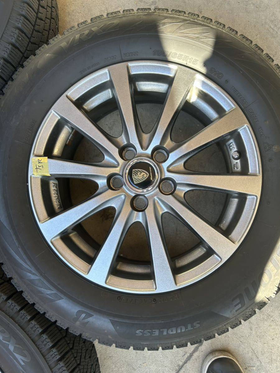 アルミタイヤ付 4本セット BS ブリザック　VRXⅡ 195/65R-15 2019年製 マナレー　15×6J 50系プリウスなどに　中古　売切　_画像4