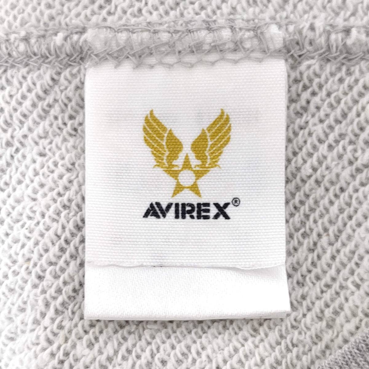 【AVIREX】アビレックス ジップアップ スウェット パーカー ジャケット ミリタリー フード ジャンバー U.S.ARMY 空軍 灰色 メンズ XL/Y194j_画像8