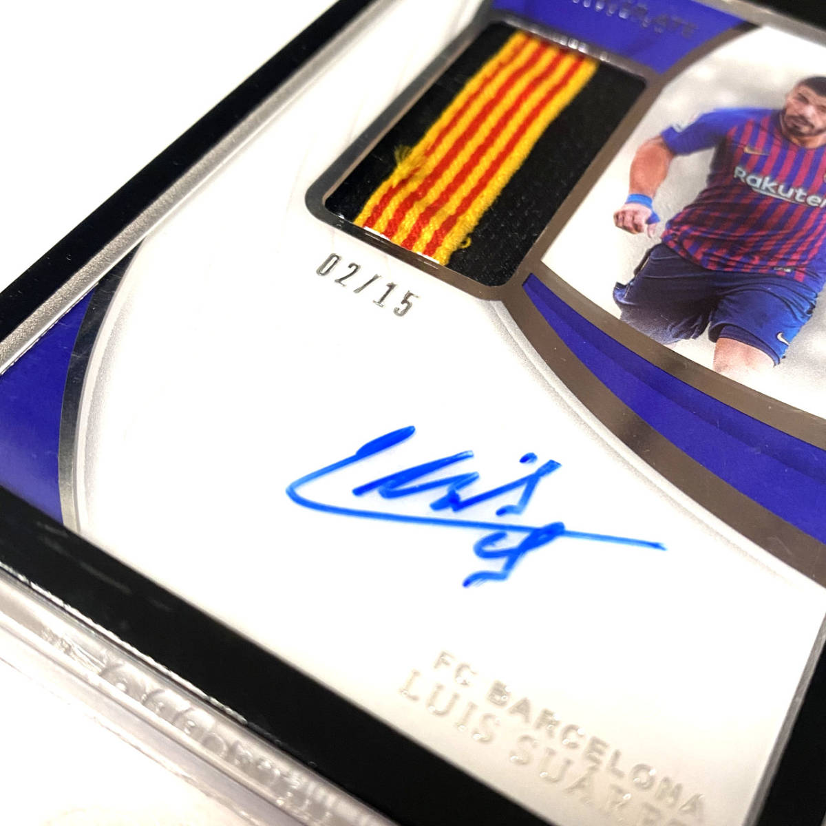 Luis Suarez Barcelona Auto Patch Jersey 02/15 2018 2018-19 Panini Immaculate Collection Soccer ルイス・スアレス 直筆サイン パッチ_画像2