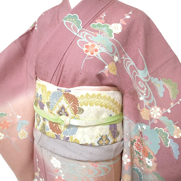 訪問着 着物 袷 作家物 春峰 金彩加工 花 裄68.5 L 中古 sn1052 訪問着 着物 袷 作家物 春峰 金彩加工 花 裄68.5 L 中古 sn1052