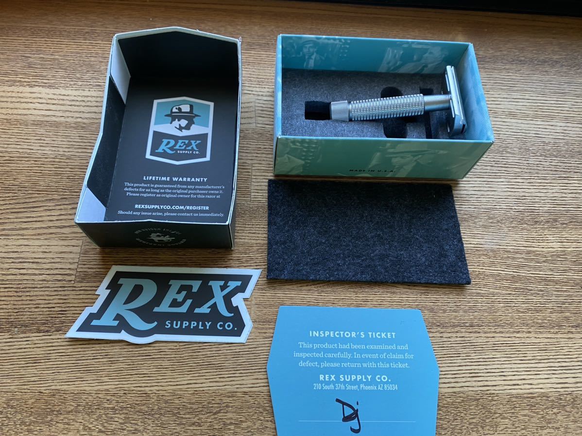 Rex Supply Co. Envoy DE Stainless Safety Razor レックスサプライ　エンボイ　セーフティーレーザー　7o'clock ブレード10枚付き送料無料_画像1