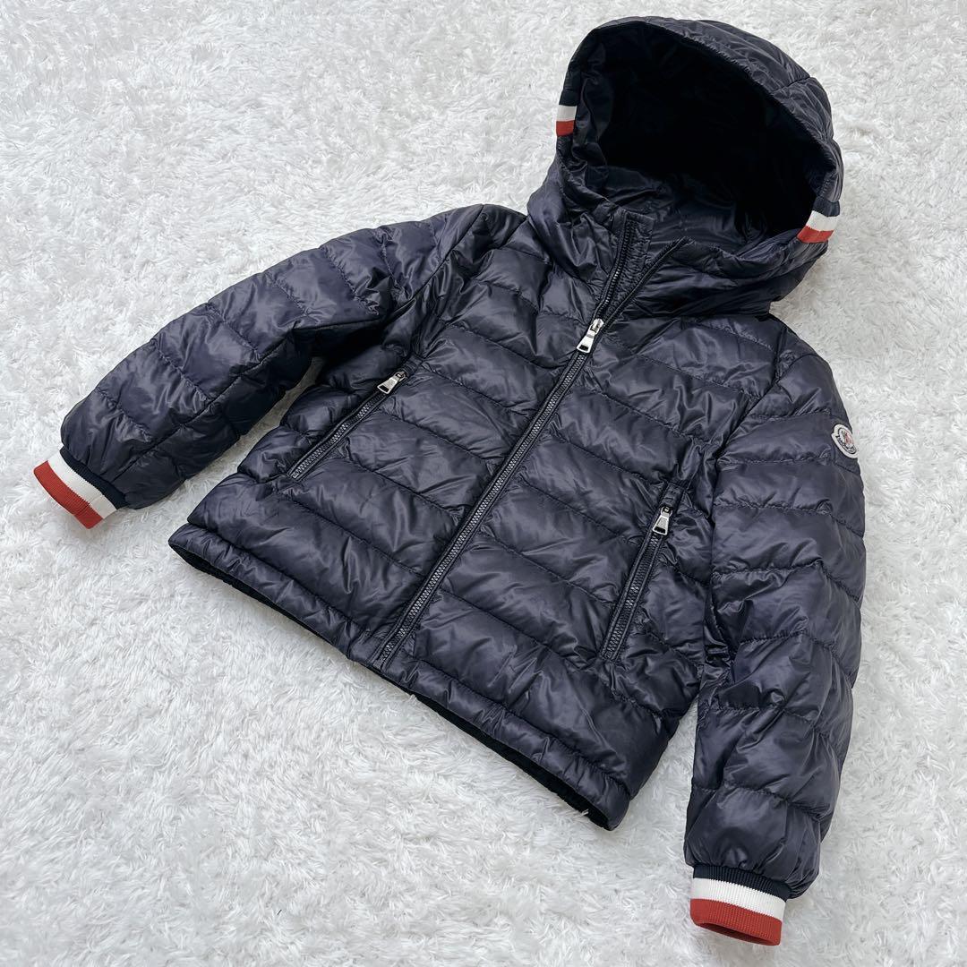 20AW 国内正規 モンクレール MONCLER キッズ ダウンジャケット フード付き トリコロール ライトダウン ジルー GIROUX 男女兼用 美品_画像3