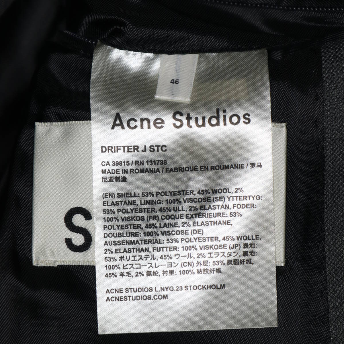 Acne Studios domestic regular goods DRIFTER J STC 46 tailored jacket stretch single wool step return .3B Acne s Today oz beautiful goods 