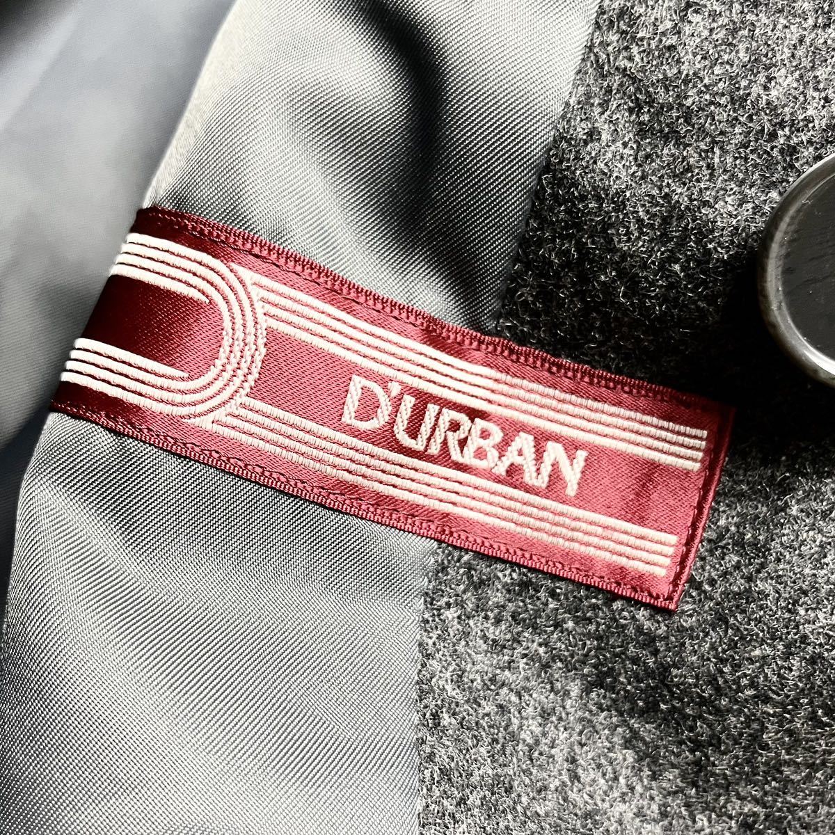 【紳士のお洒落】 D'URBAN ダーバン ウール トレンチコート ロング コート アウター ベルト メンズ ダークグレー M相当 美品_画像5