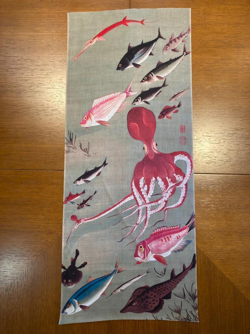 群魚図 伊藤若冲　手ぬぐい　サイズは約84cm 35cm_画像1