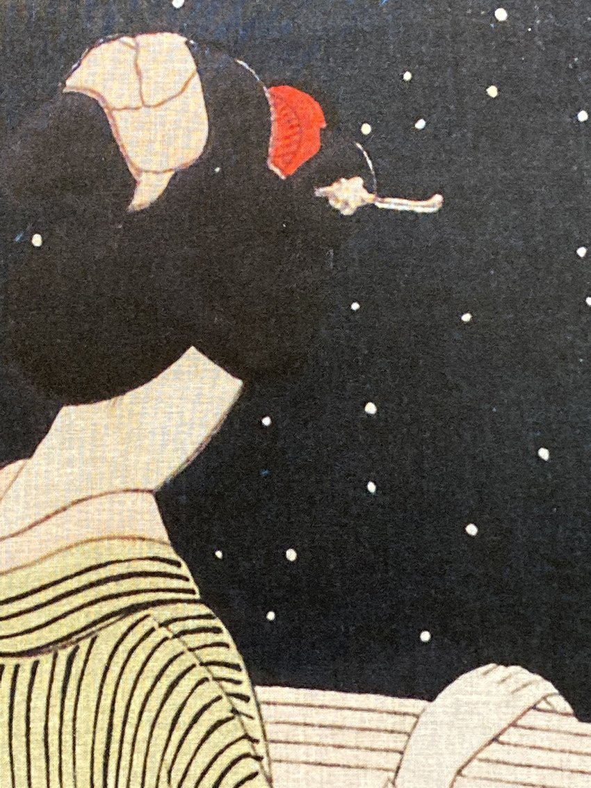 小村雪岱 星月夜 手ぬぐい　サイズは約80cm 35cm_画像2