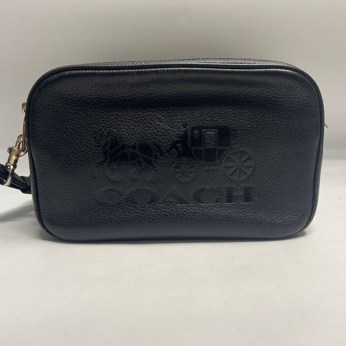 コーチ　COACH　レザー　ダブルジップ　ショルダーバッグ　F75818　ブラック_画像1