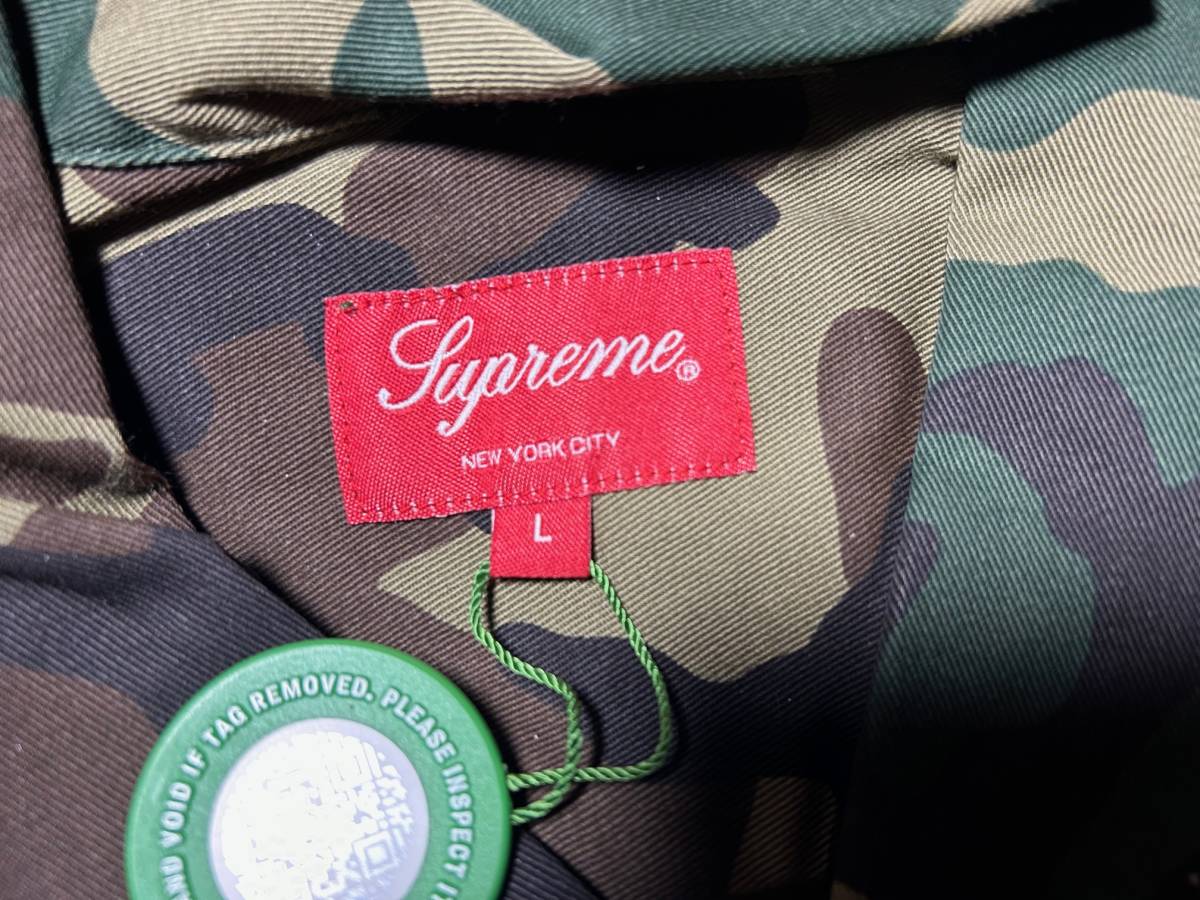 未使用 Supreme Arc Logo S/S Work Shirt Arc Logo シュプリーム アーチロゴ ワーク シャツ サイズL ウッドランドカモ 半袖シャツ_画像3