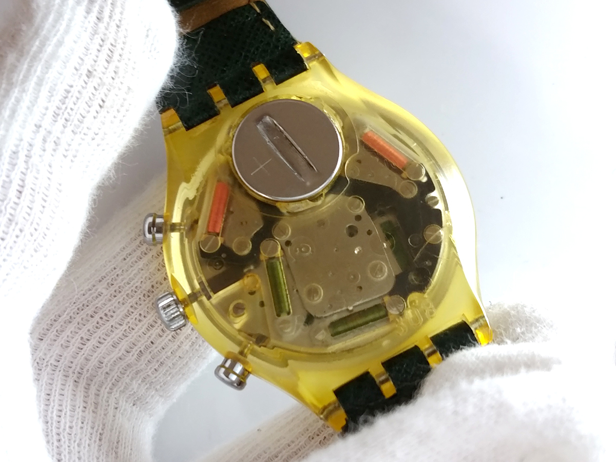 【 稼働中 】 SWATCH AG 1992 Chronograph Small Second Hand Quartz Wrist Watch スウォッチ クロノグラフ スモセコ クオーツ 腕時計_画像6