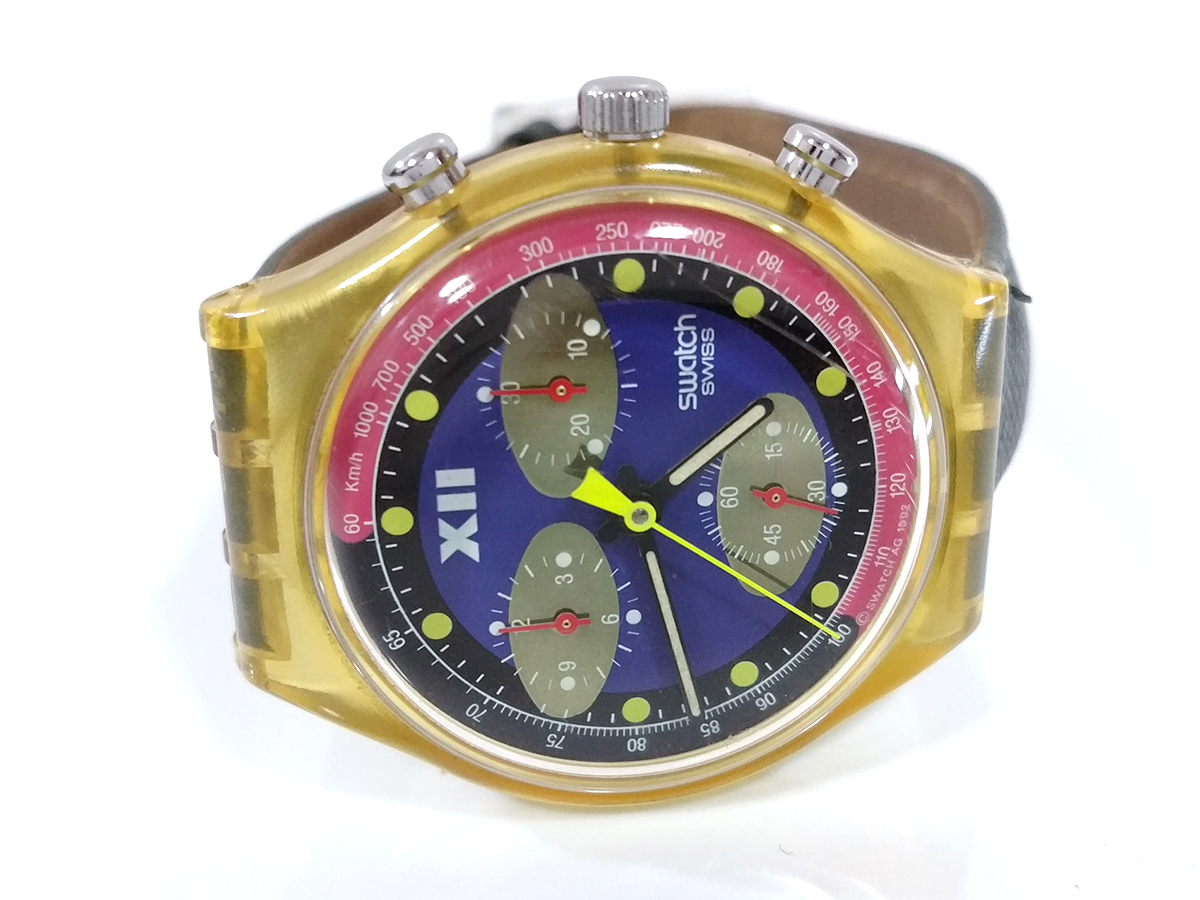 【 稼働中 】 SWATCH AG 1992 Chronograph Small Second Hand Quartz Wrist Watch スウォッチ クロノグラフ スモセコ クオーツ 腕時計_画像1