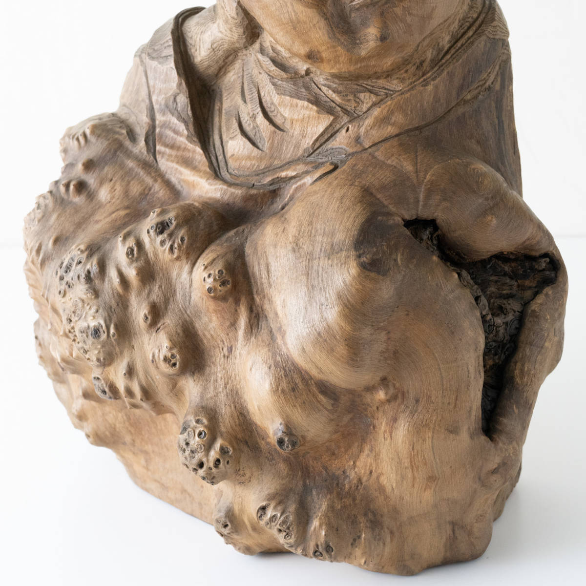 木彫り 男性像 瘤 木製彫刻 置物 オブジェ 飾り 古道具 古民芸 骨董 アンティーク 昭和31年 人形 _画像5