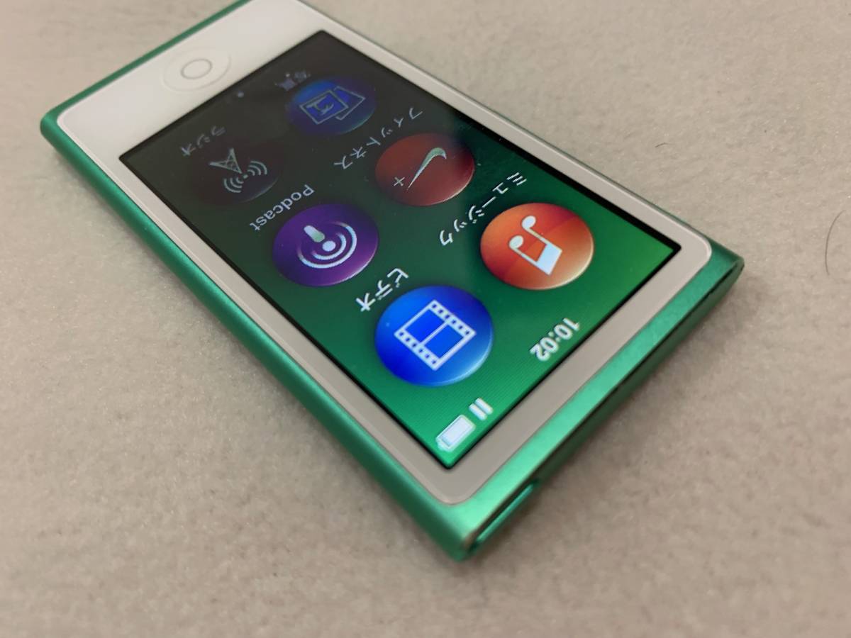 美品】Apple iPod nano 第7世代 16GB グリーン + イヤホン 美品】Apple iPod nano 第7世代 16GB グリーン + イヤホン