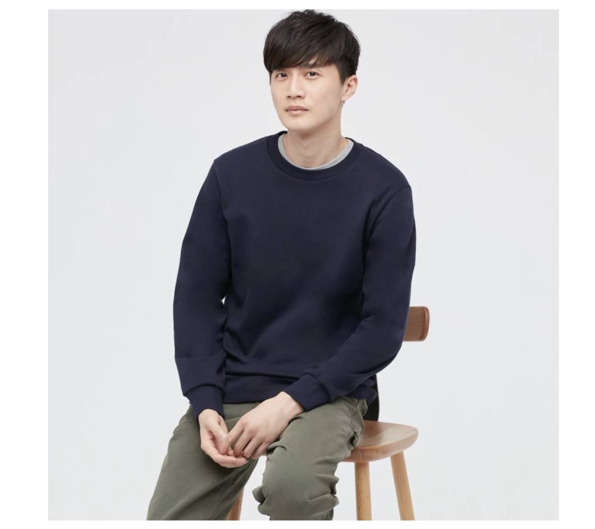 UNIQLO☆メンズ☆長袖クルーネックセーター2枚セット☆黒ネイビー3L