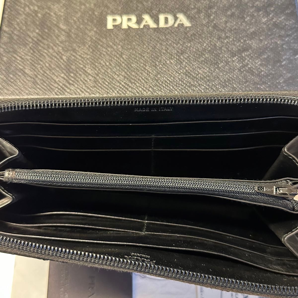 新品同様 プラダ PRADA 財布 長財布 キルティング ラウンドファスナー