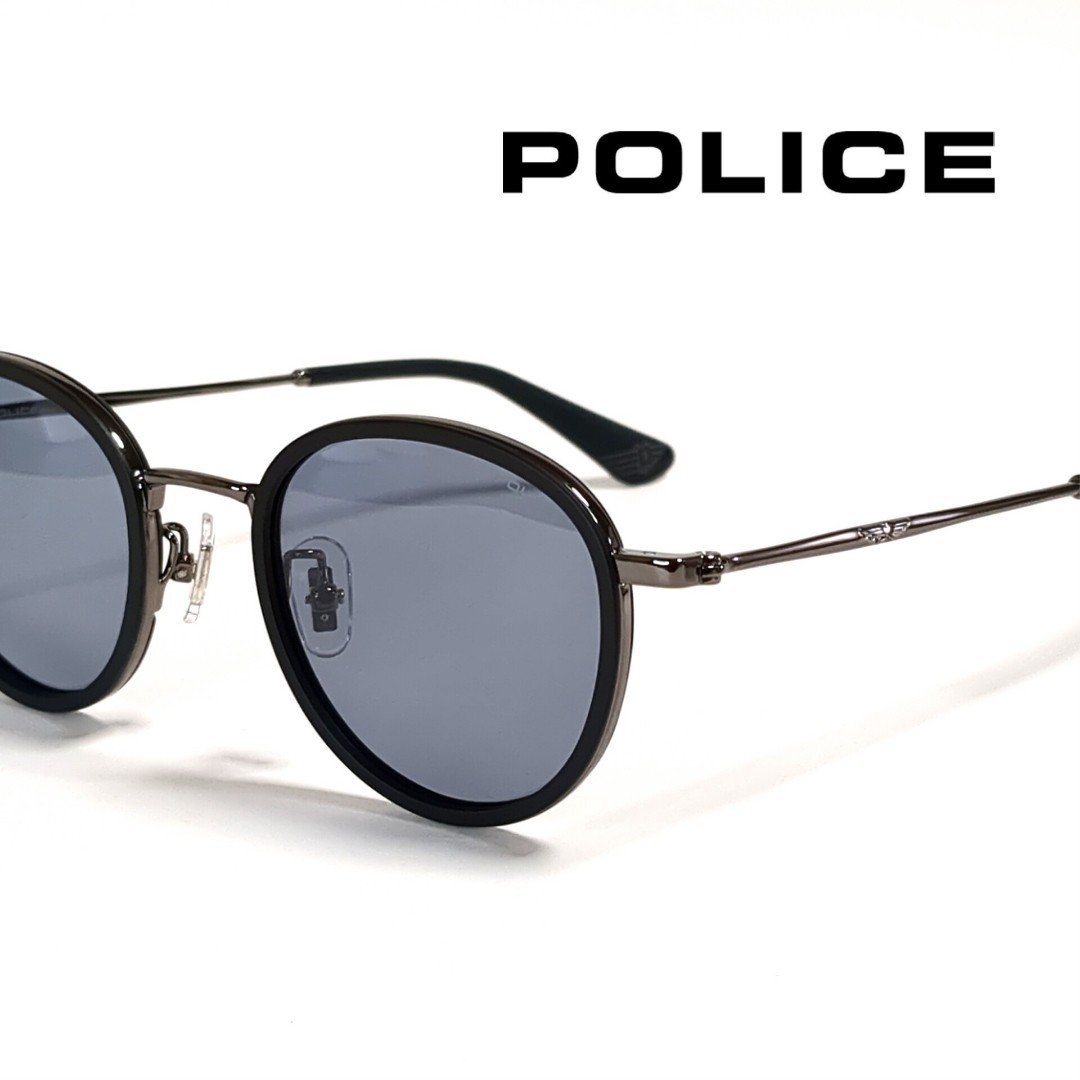 新品】POLICE 偏光サングラス SPLM37J 純正ケース付 ボストン コンビ