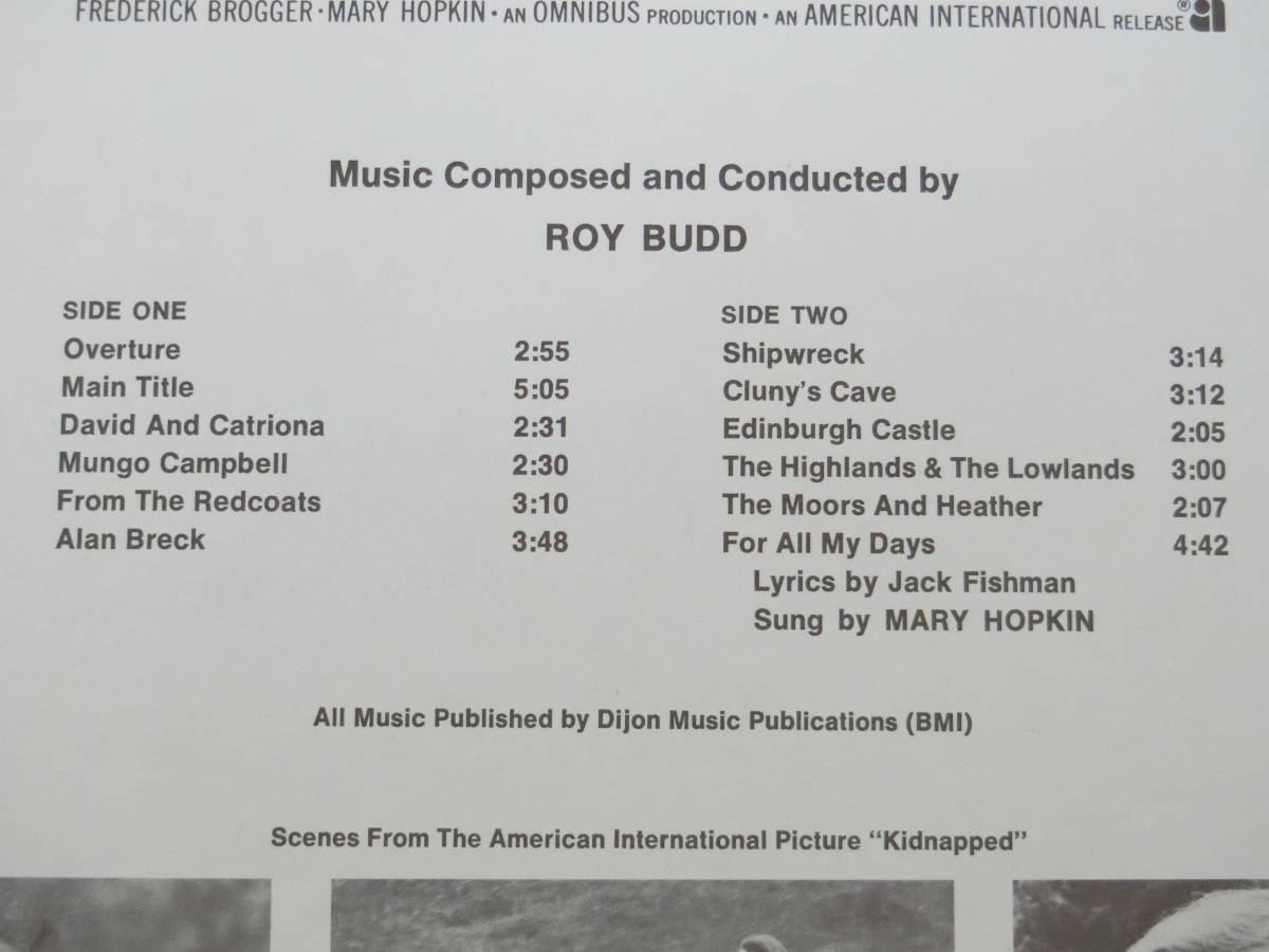 Kidnapped LPレコード オリジナル・サウンドトラック サントラ US盤 A-1042 ロイ・バッド メリー・ホプキン パンチ穴の画像7