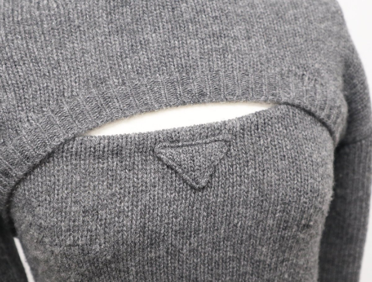 プラダ PRADA 22AW Detachable Shrug Camisole Sweater 20114 ニット セーター キャミソール 2点セット サイズ36 美品 グレー_画像4