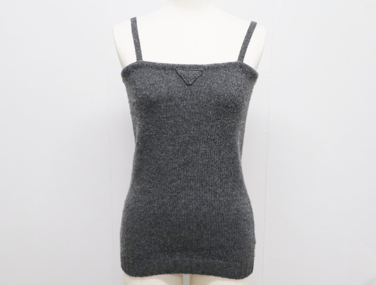 プラダ PRADA 22AW Detachable Shrug Camisole Sweater 20114 ニット セーター キャミソール 2点セット サイズ36 美品 グレー_画像5