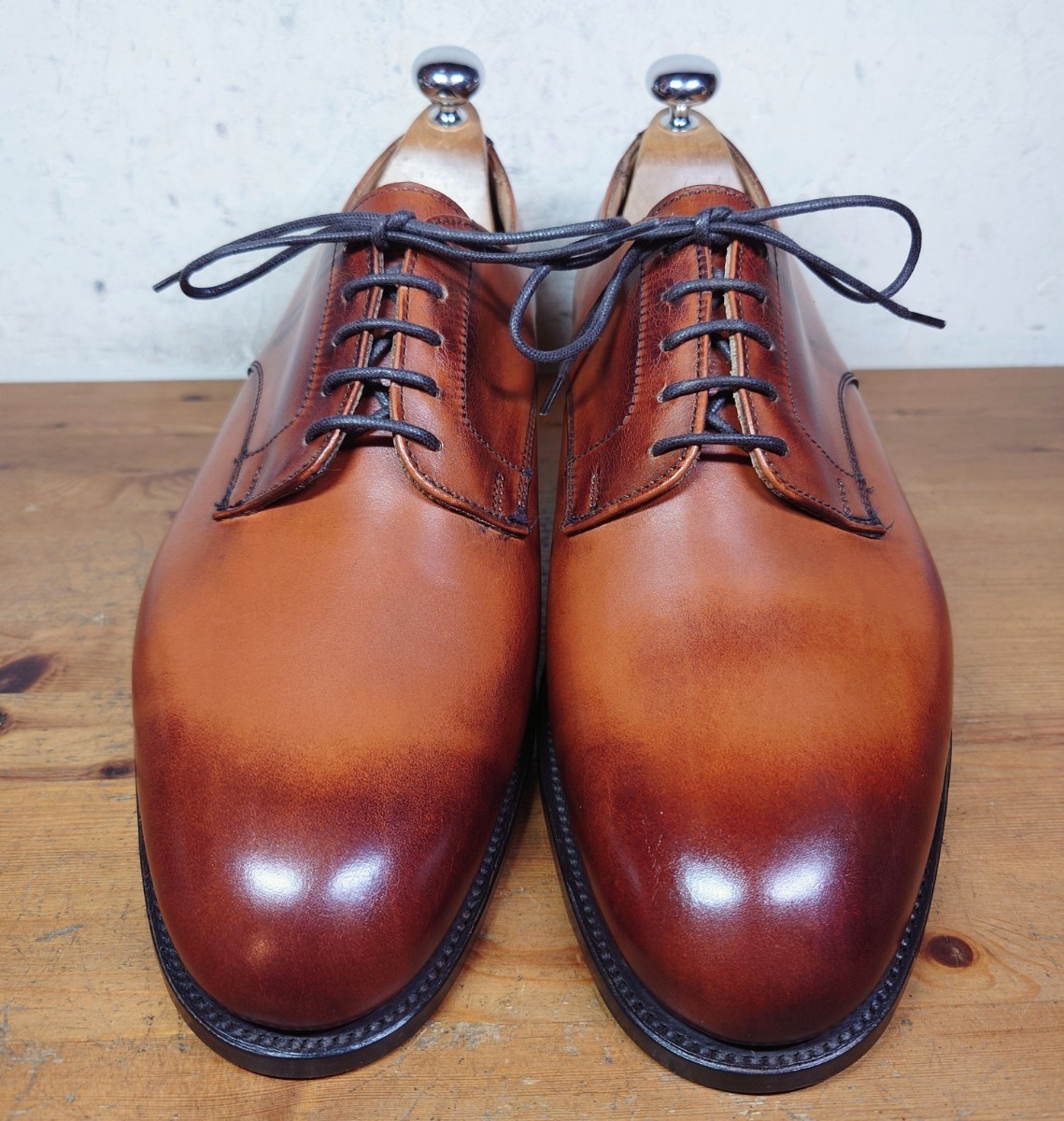 【試し履きのみ/未使用】英国製 Tricker's/トリッカーズ WILTSHIRE プレーントゥ ダービー 81/2 Fit.5 27-27.5cm相応/cheaney クロケット_画像4