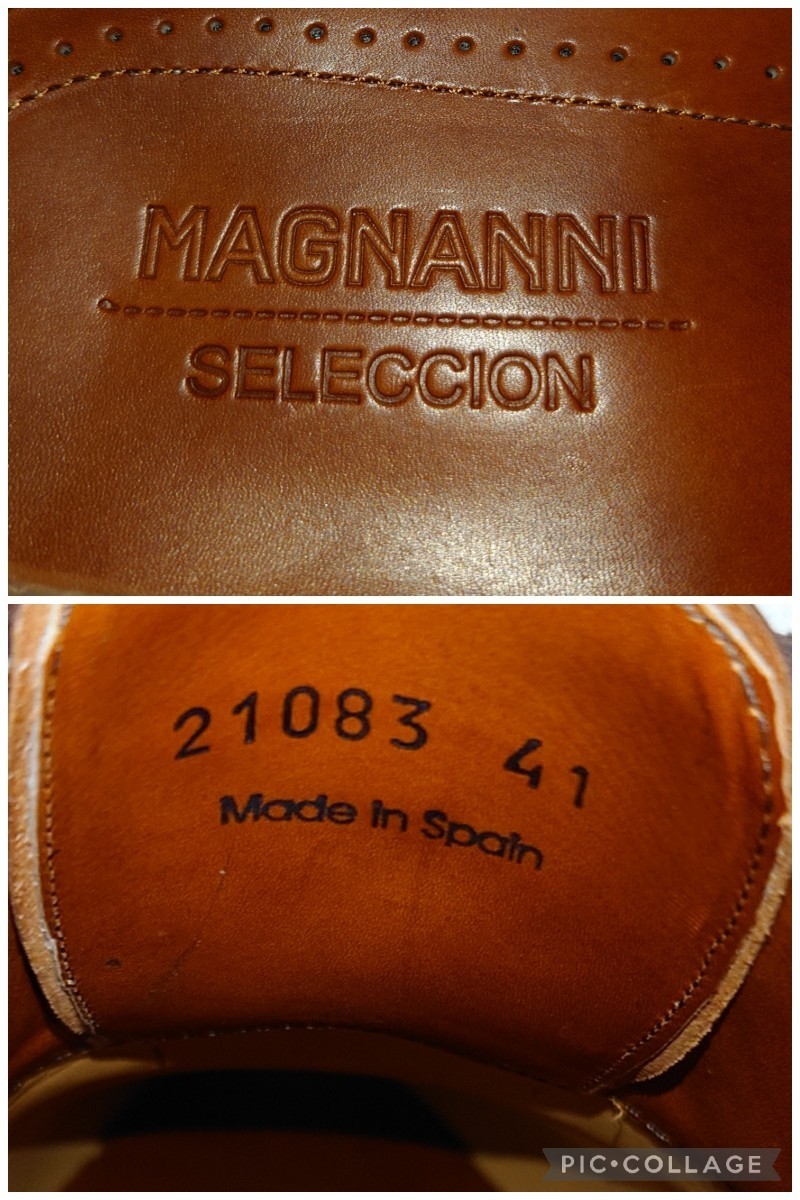 【試し履きのみ/未使用】SPAIN製 MAGNANNI/マグナーニ 上級 SELECCION パティーヌ ホールカット 41 26.5cm相応 茶/santoni ブランキーニ_画像9