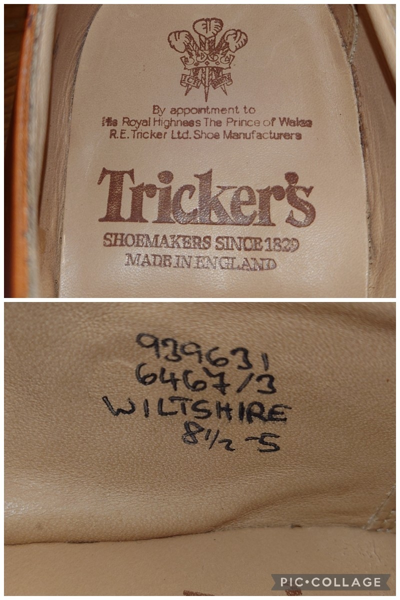 【試し履きのみ/未使用】英国製 Tricker's/トリッカーズ WILTSHIRE プレーントゥ ダービー 81/2 Fit.5 27-27.5cm相応/cheaney クロケット_画像9