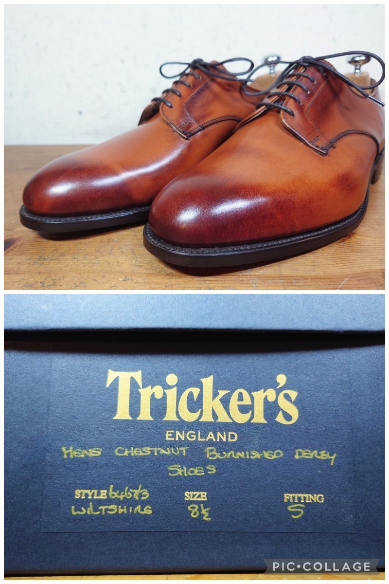 【試し履きのみ/未使用】英国製 Tricker's/トリッカーズ WILTSHIRE プレーントゥ ダービー 81/2 Fit.5 27-27.5cm相応/cheaney クロケット_画像8