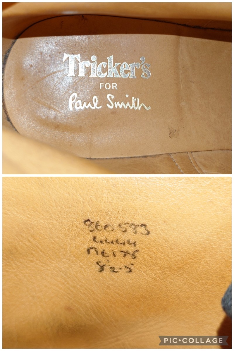【美品/ポールスミス別注】英国製 Tricker's/トリッカーズ ウィングチップ ブーツ UK81/2 Fit.5 27cm相応 ブラック/モールトン クロケット_画像9