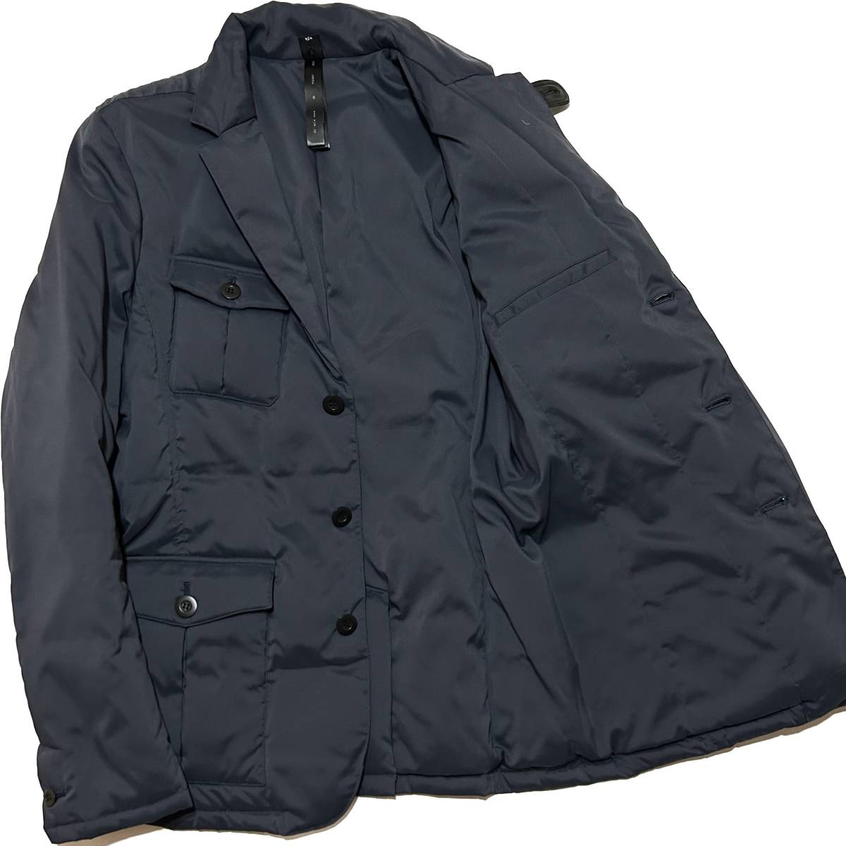 定価4.7万 wjk stretch light safari down jacket Mサイズ 紺 ストレッチライトサファリダウンジャケット akm ジュンハシモト