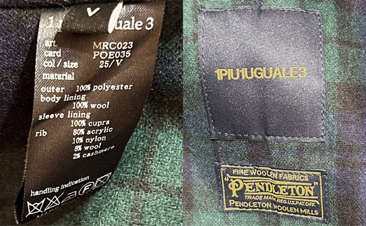 定価14 6万 1piu1uguale3 x PENDLETON ZIP HOODED WRAP COAT Ⅴ 定価14 6万 1piu1uguale3 x PENDLETON ZIP HOODED WRAP COAT Ⅴ