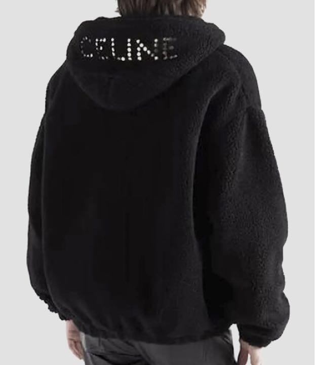 国内正規品 22AW CELINE オーバーサイズスタッズロゴフードボアブルゾン XL 黒 セリーヌ ダウン コート パーカー ジャケット_画像3