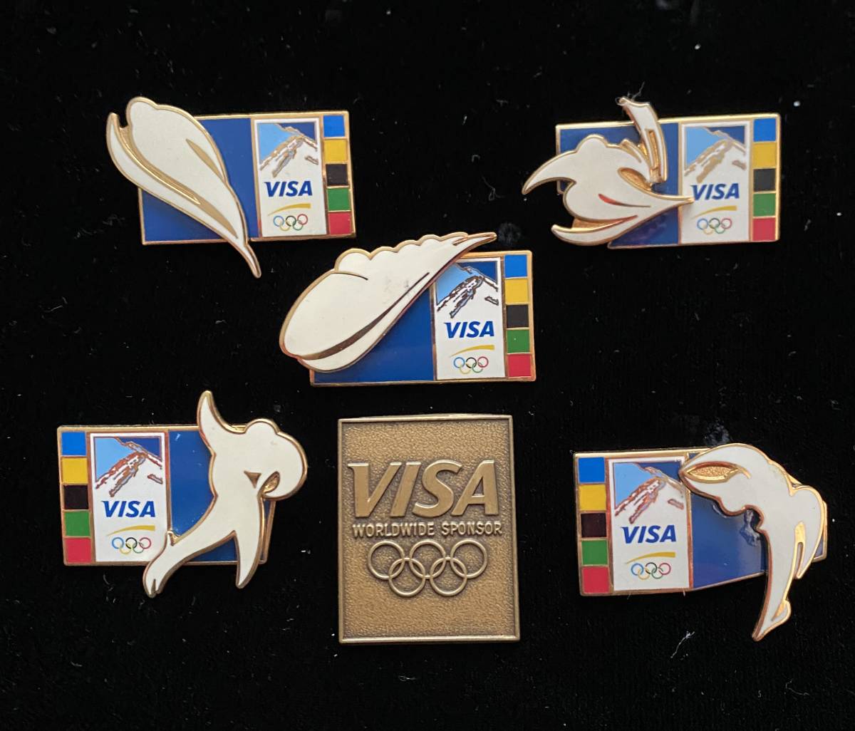 1998 長野 オリンピック 記念 スポンサー《VISA》 ピンバッジ コレクション ６個 セット_画像1