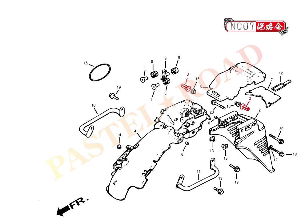 CBX400F リヤフェンダーカラーM8 1台分（2個セット） パステルロード 14155×2の画像2