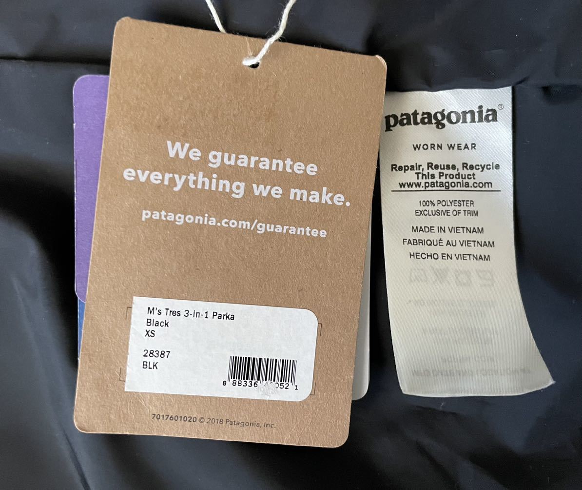 【美品】Patagonia パタゴニアMen's Tres 3-in-1 Parka XS BLACK 黒 パーカー_画像6