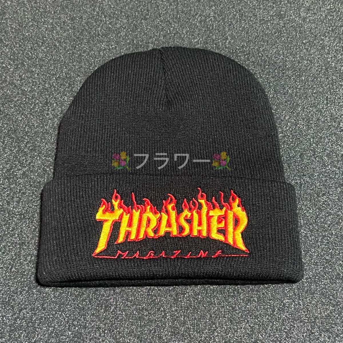 thrasher スラッシャー ニット帽 キャップ 帽子 黒　ブラック 送料無料