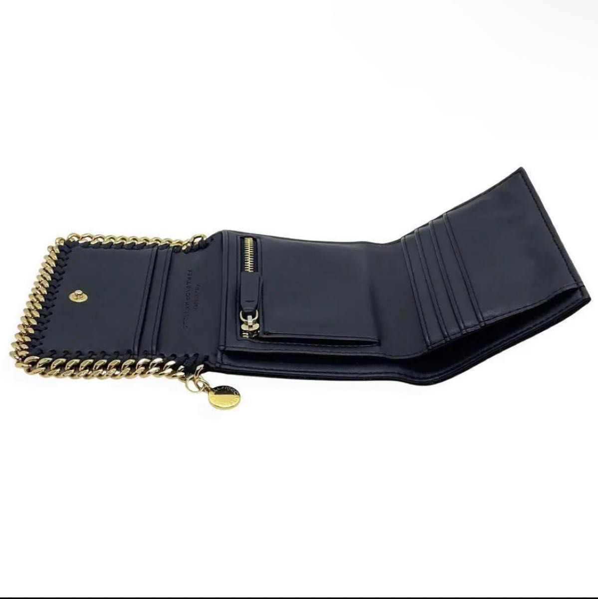 一点物 正規品 ステラマッカートニー 財布 三つ折り ファラベラ プレゼント STELLAMcCARTNEY ブラック ゴールド 