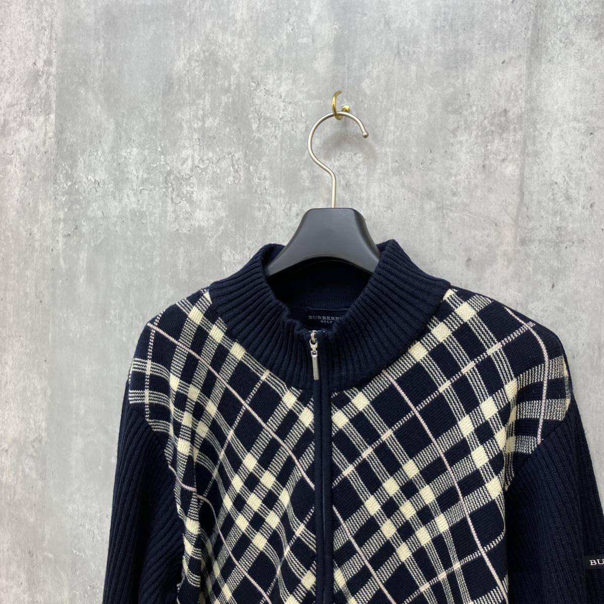 BURBERRY GOLF チェック柄 ニットジャケット LL ゴルフウェア バーバリー_画像3