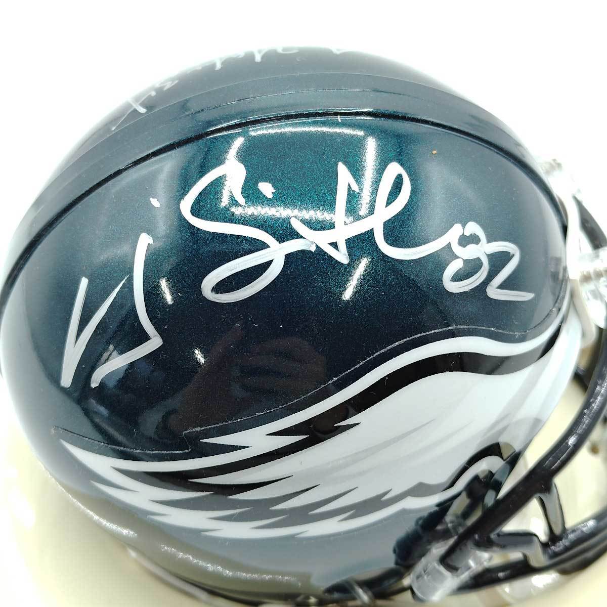 【中古】NFL フィラデルフィア・イーグルス #34 レノ・マヘ #82 L.J.スミス 直筆サイン入り ヘルメット アメフト_画像4