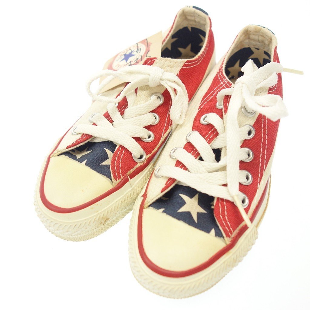 中古◆コンバース オールスター 星条旗 USA製 キッズ レッド系 ユースサイズ19㎝ CONVERSE【AFD9】_画像1