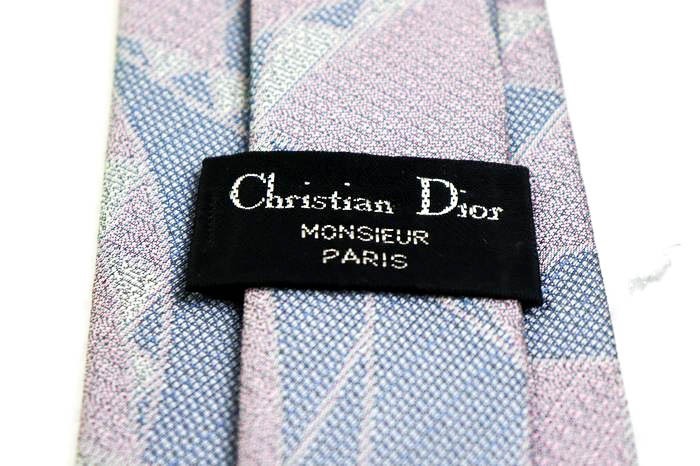 クリスチャンディオール シルク ロゴ 総柄 パネル柄 グラデーション ブランド ネクタイ メンズ ライトグレー Christian Dior_画像4
