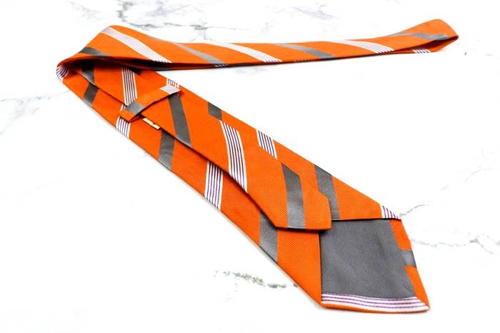 ジェネリ シルク ストライプ柄 ダブルストライプ イタリア製 ブランド ネクタイ メンズ オレンジ GIANNELLI_画像3