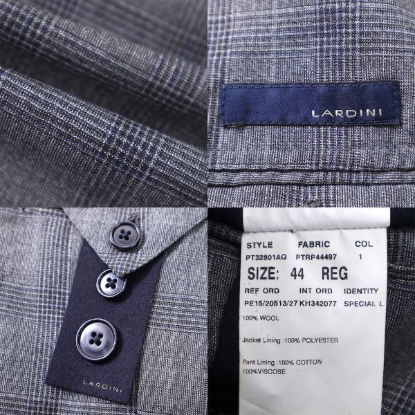 M3-YK168【良品】ラルディーニ LARDINI イタリア製 ウール スーツ セットアップ グレー/チェック柄 44 メンズ_画像8