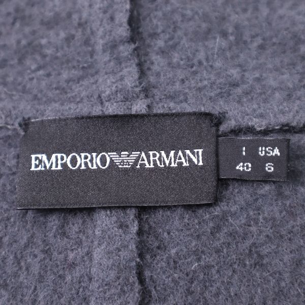 3-ZK052【良品】エンポリオアルマーニ EMPORIO ARMANI ダブルフェイス ウール フード付 コート ジャケット ブラック 40 レディース_画像8