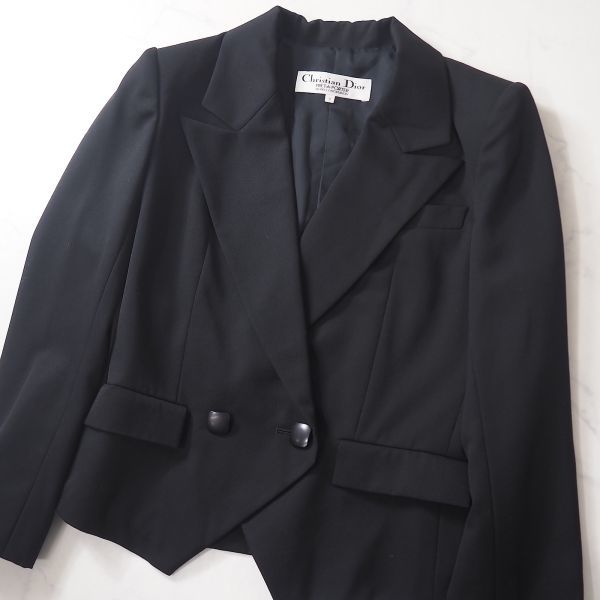 M3-WL028【良品】クリスチャンディオール Christian Dior ウール スーツ セットアップ ブラック 7 レディース_画像2