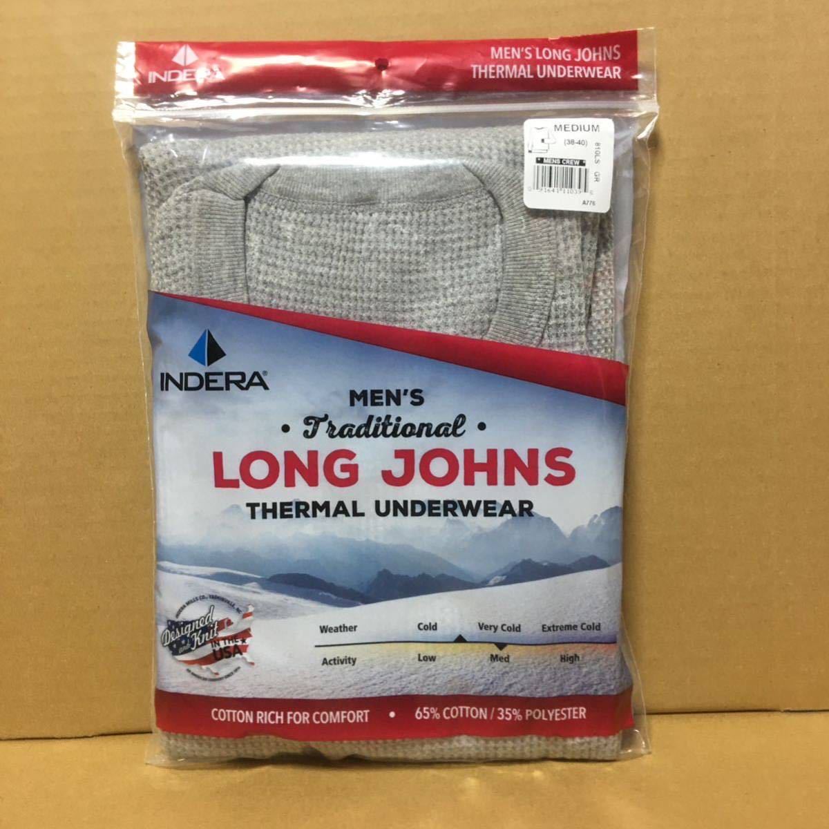 INDERA MILLS グレー M 灰色 サーマル 長袖Tシャツ インデラミルズ LONG JOHNS カットソー ロンT 防寒 肌着 インナー ヒート 無地_画像1