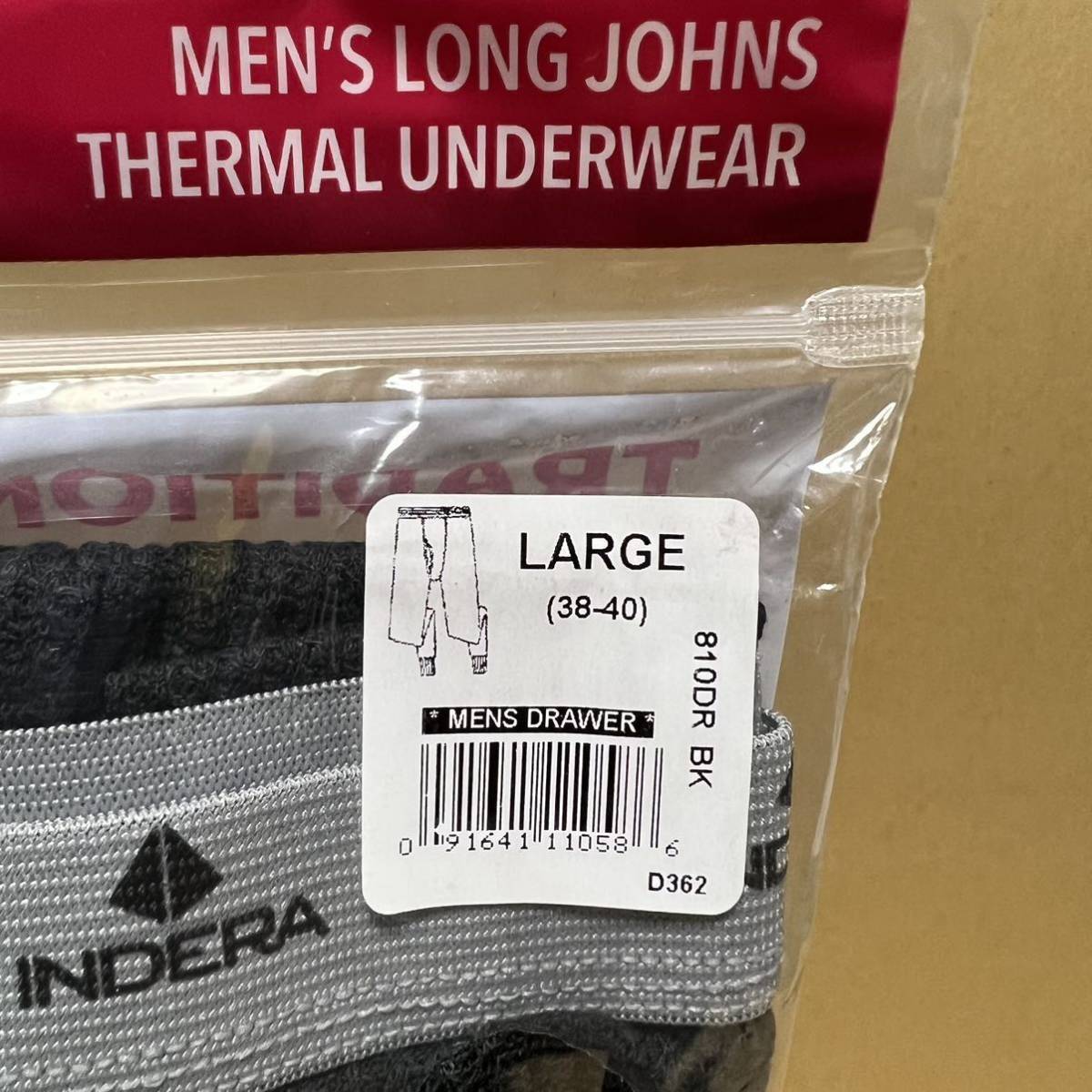 INDERA MILLS ブラック L 黒 BLACK サーマル パンツ インデラミルズ LONG JOHNS 防寒 肌着 レギンス タイツ スパッツ インナー ヒート.無地_画像2