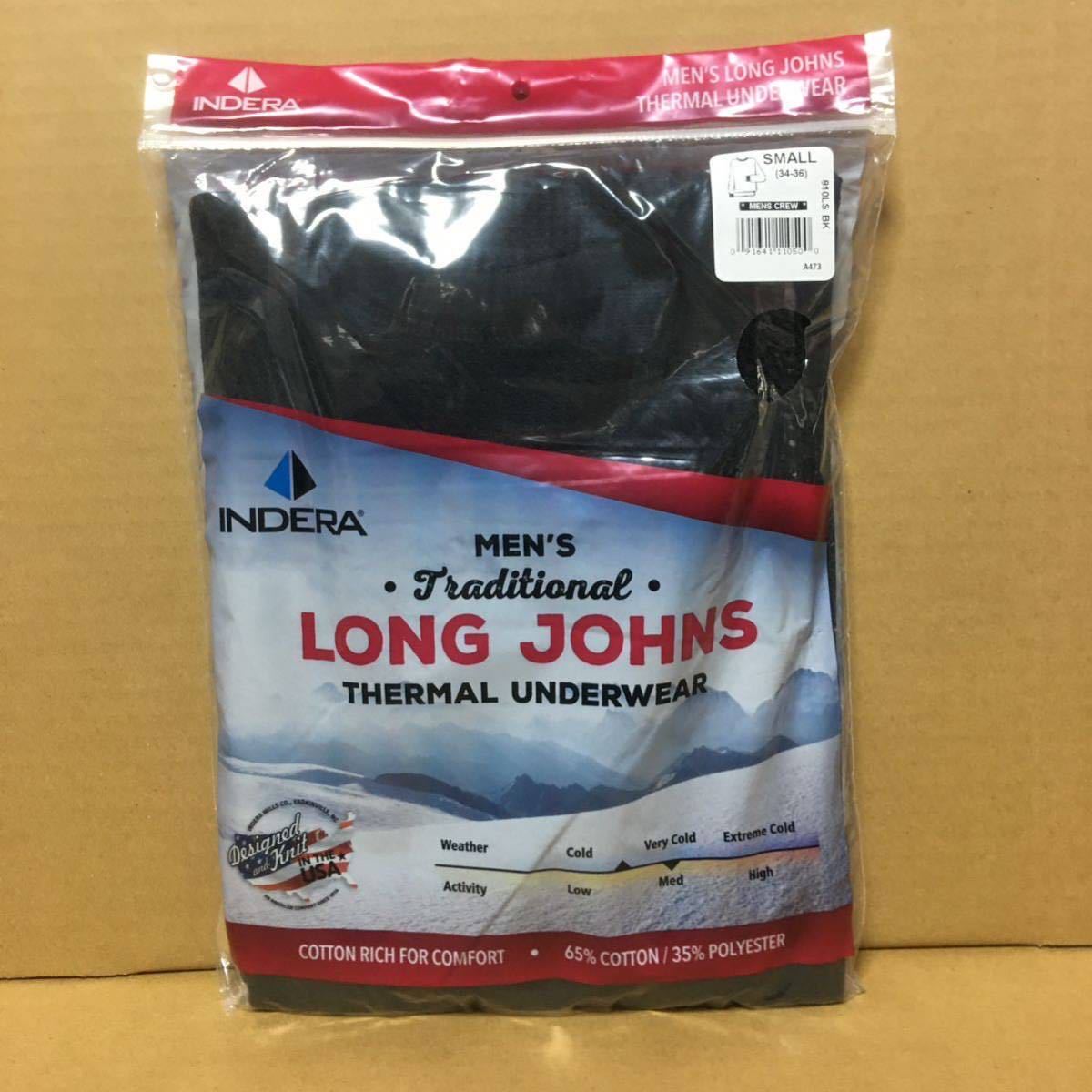 INDERA MILLS ブラック S 黒 BLACK サーマル 長袖Tシャツ インデラミルズ LONG JOHNS カットソー ロンT 防寒 肌着 インナー ヒート 無地★_画像1