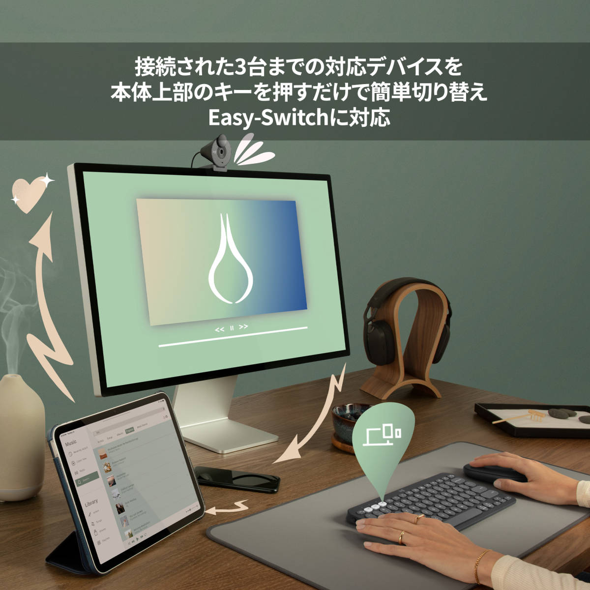 ロジクール ワイヤレスキーボード 無線 キーボード Pebble Keys 2 薄型 小型 Bluetooth Logi Bolt ワイヤレス windows mac 国内正規品_画像3