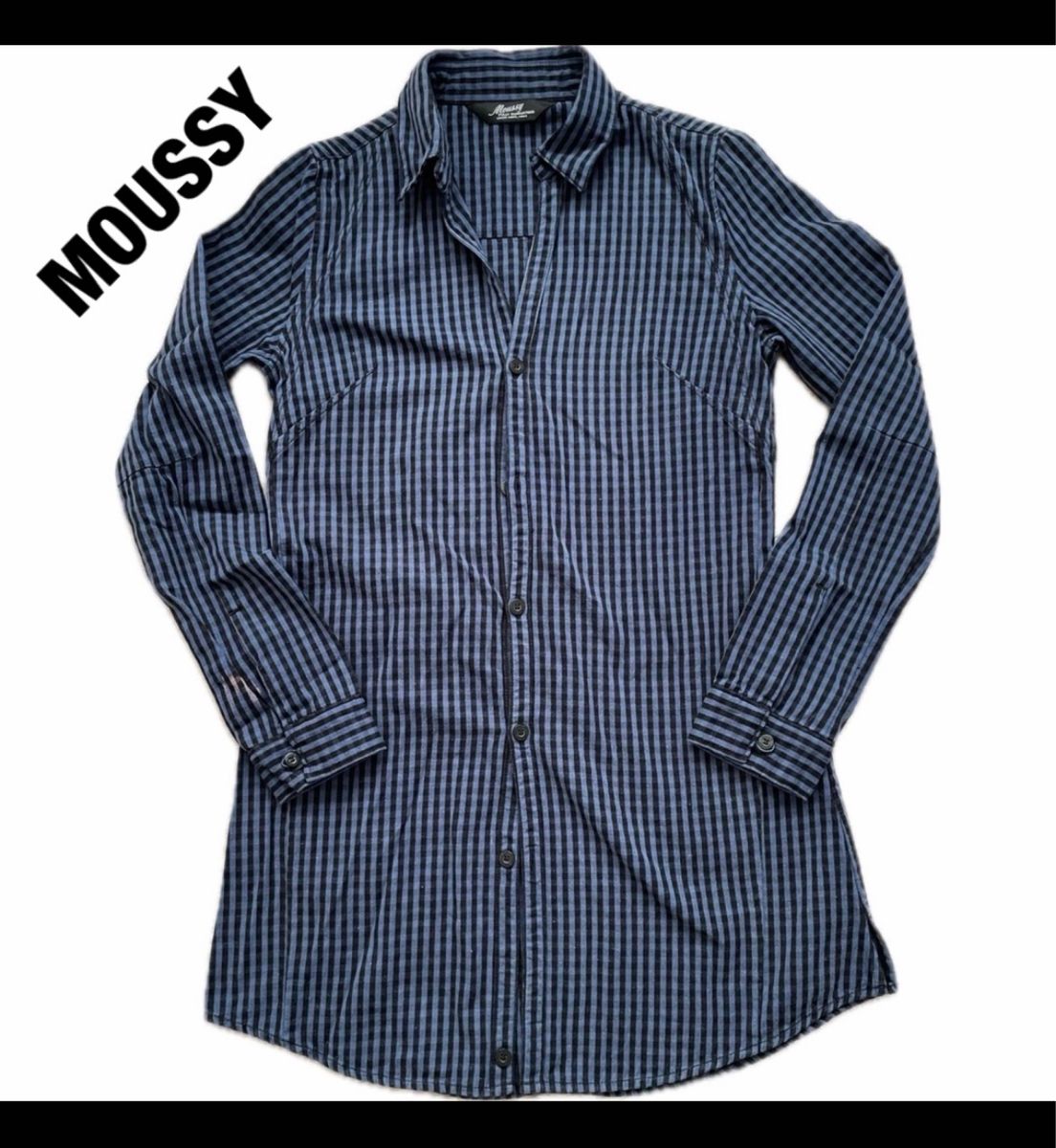 【MOUSSY】　マウジー　ロングネルシャツ　ブルーチェック　Mサイズ  2  長袖シャツ 