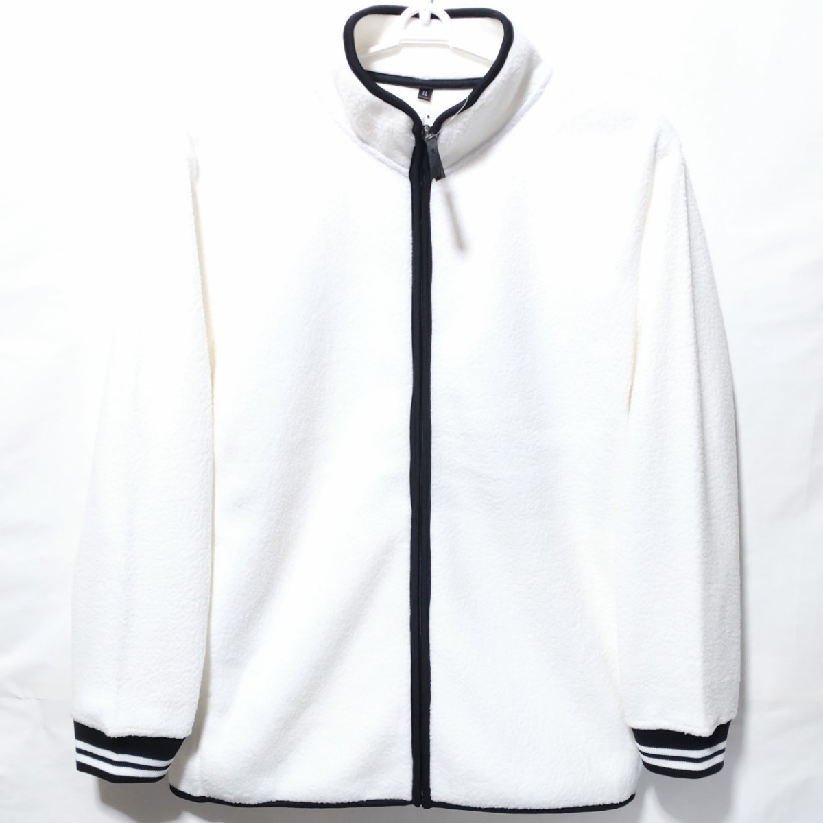 特価/未使用【サイズ=LL(XL)】メンズ/ボアフリース/フルジップ/ジャケット/胸囲=104～112cm/white_画像1